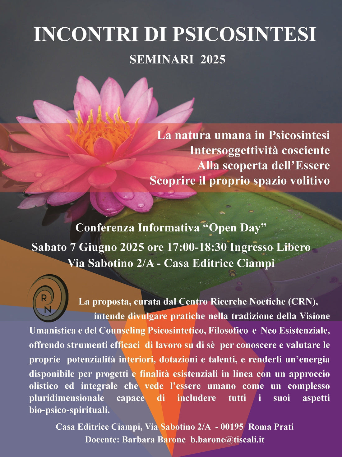 07.06.2025 ore 17-18.30 | Incontri di Psicosintesi "Open day"