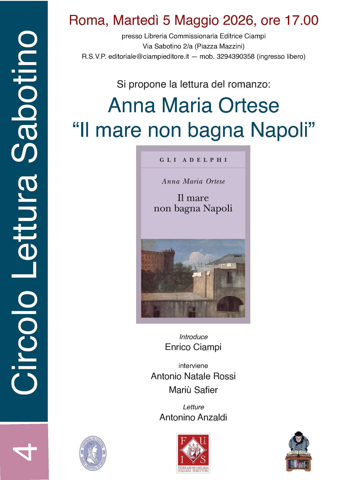 Circolo lettura Sabotino, Martedì 5 Maggio 2026